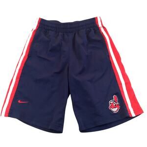 Nike Cleveland Indians Logo Shorts Navy Red White Youth M